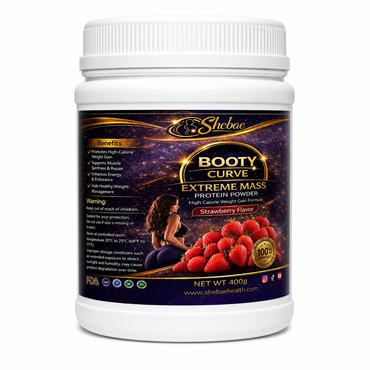 Booty Curve Extreme Mass Protein Powder Strawberry Flavor